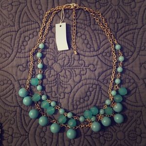 Double-Strand Gold and Turquoise Bobble Necklace